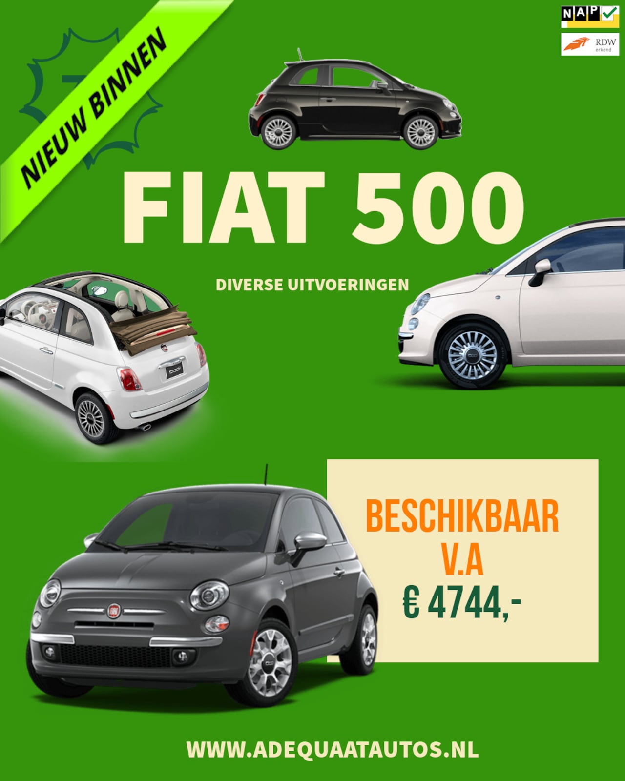 Fiat 500 - 0.9 TwinAir 7X Fiat 500 op voorraad zie advertentie - AutoWereld.nl