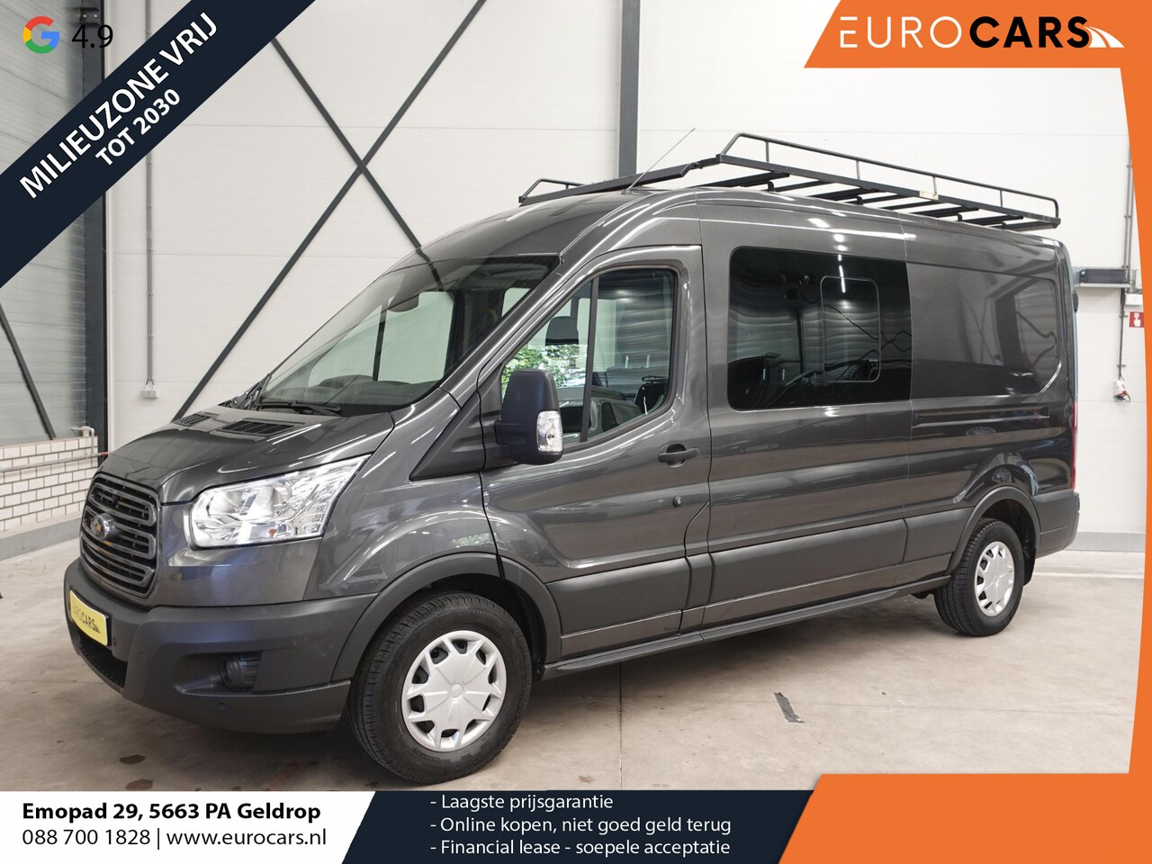 Ford Transit - 130pk L3H2 Dubbele Cabine 6-Zits Airco Cruise control Trekhaak Imperiaal Euro6 - AutoWereld.nl