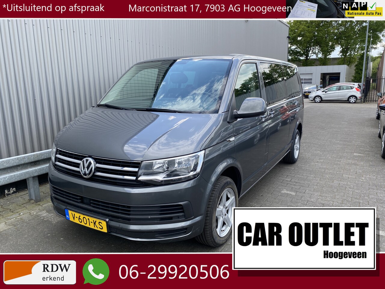 Volkswagen Transporter - 2.0 TDI L2H1 DC Comfortline Plus Clima, Navi, CC, PDC, Schuifdeur L/R, LM, Trekh, nw. APK - AutoWereld.nl