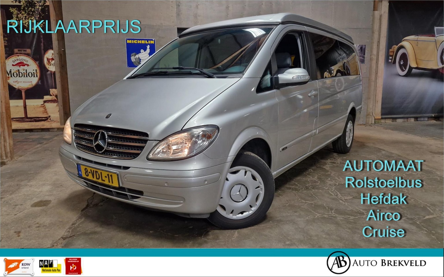 Mercedes-Benz Viano - 2.2 CDI Ambiente Lang AUTOMAAT 150PK | Rijklaarprijs | ROLSTOELBUS | Hefdak | Airco | Navi - AutoWereld.nl
