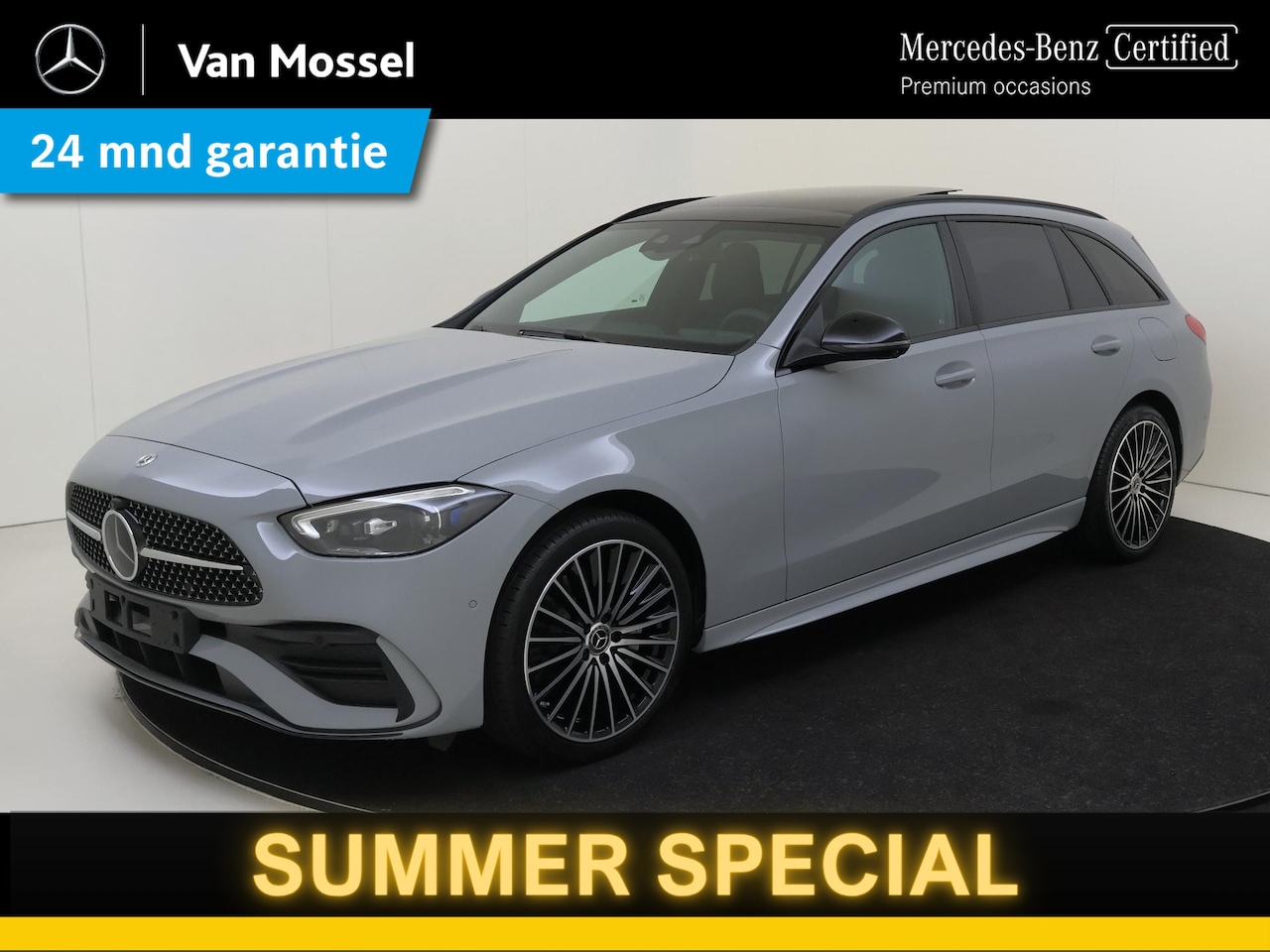 Mercedes-Benz C-klasse Estate - 300 e Star Edition AMG Line Plus Aug. beschikbaar / Alpine Grey /Panoramadak / Rijassisten - AutoWereld.nl