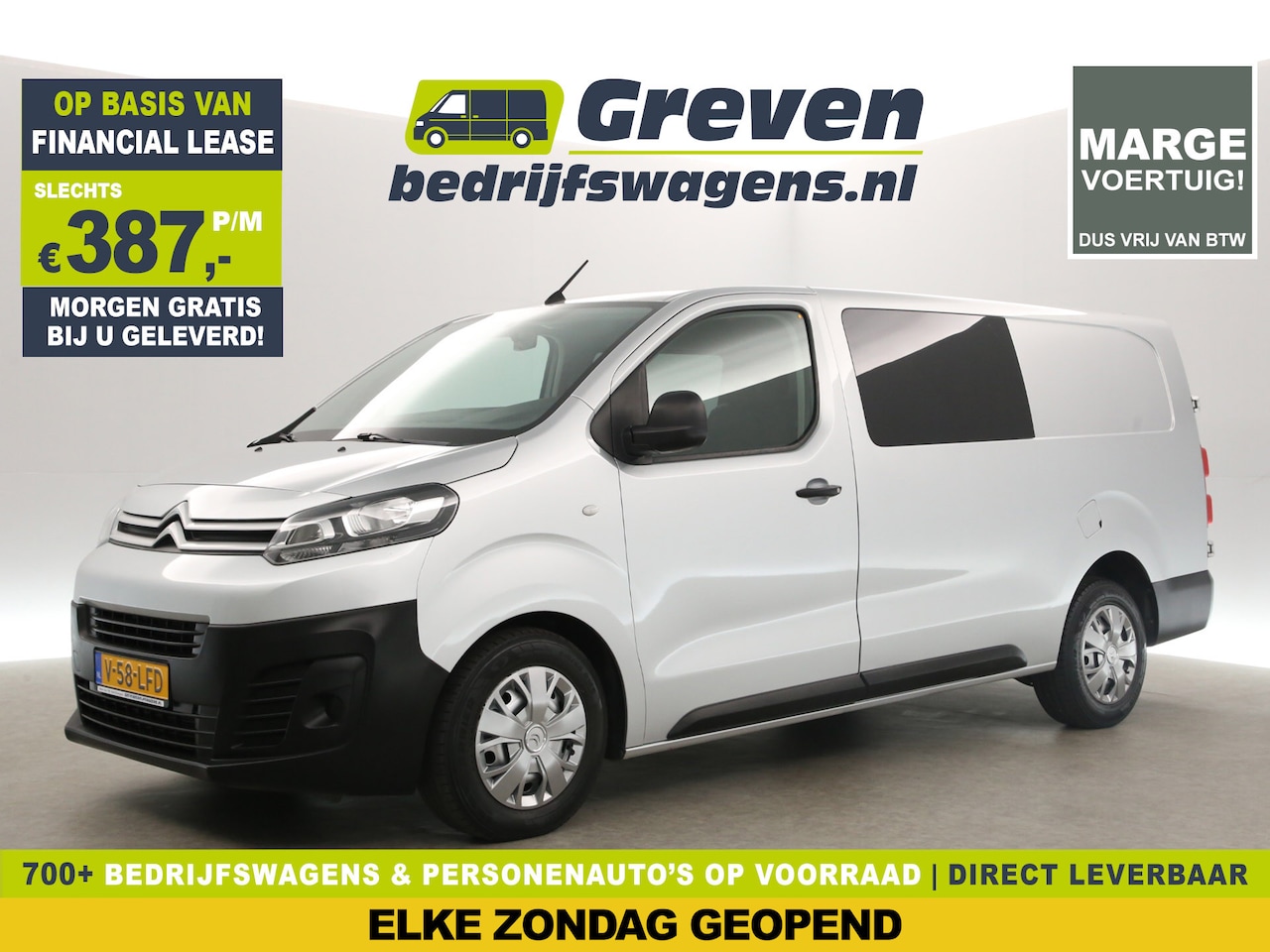 Citroën Jumpy - 2.0 BlueHDI L3H1 | MARGE! | Dubbele Cabine | 5 Persoons | Airco Camera Carplay Cruise Navi - AutoWereld.nl