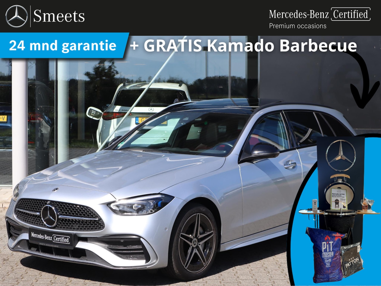 Mercedes-Benz C-klasse Estate - 300 e AMG Line | Panoramadak | Navigatie | 360 camera | HUD | Trekhaak | Panoramadak | Mem - AutoWereld.nl