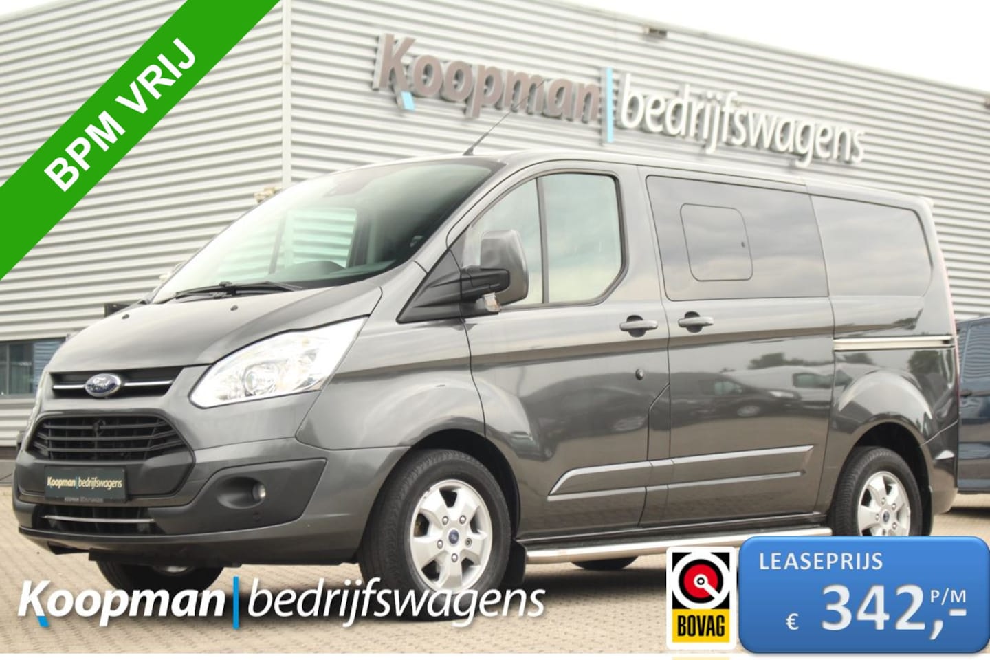 Ford Transit Custom - 290 2.0TDCI 170pk L1H1 Limited DC | Leder | L+R Zijdeur | Trekhaak | Camera | Navi | Lease - AutoWereld.nl