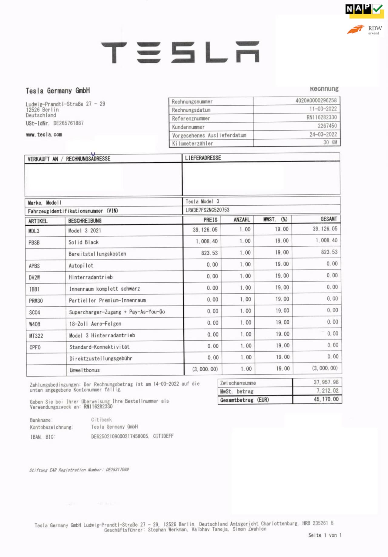 Tesla Model 3 - Standard RWD Plus 60 kWh - AutoWereld.nl