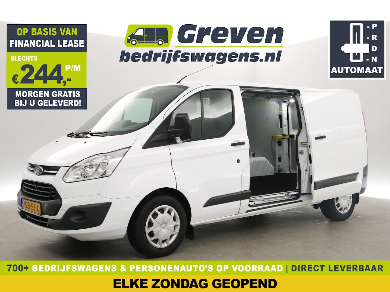 Ford Transit Custom - 340 2.0 TDCI L2H1 Trend 170PK Automaat 2xSchuifdeur Airco Cruise 3 Persoons Parkeersensore - AutoWereld.nl