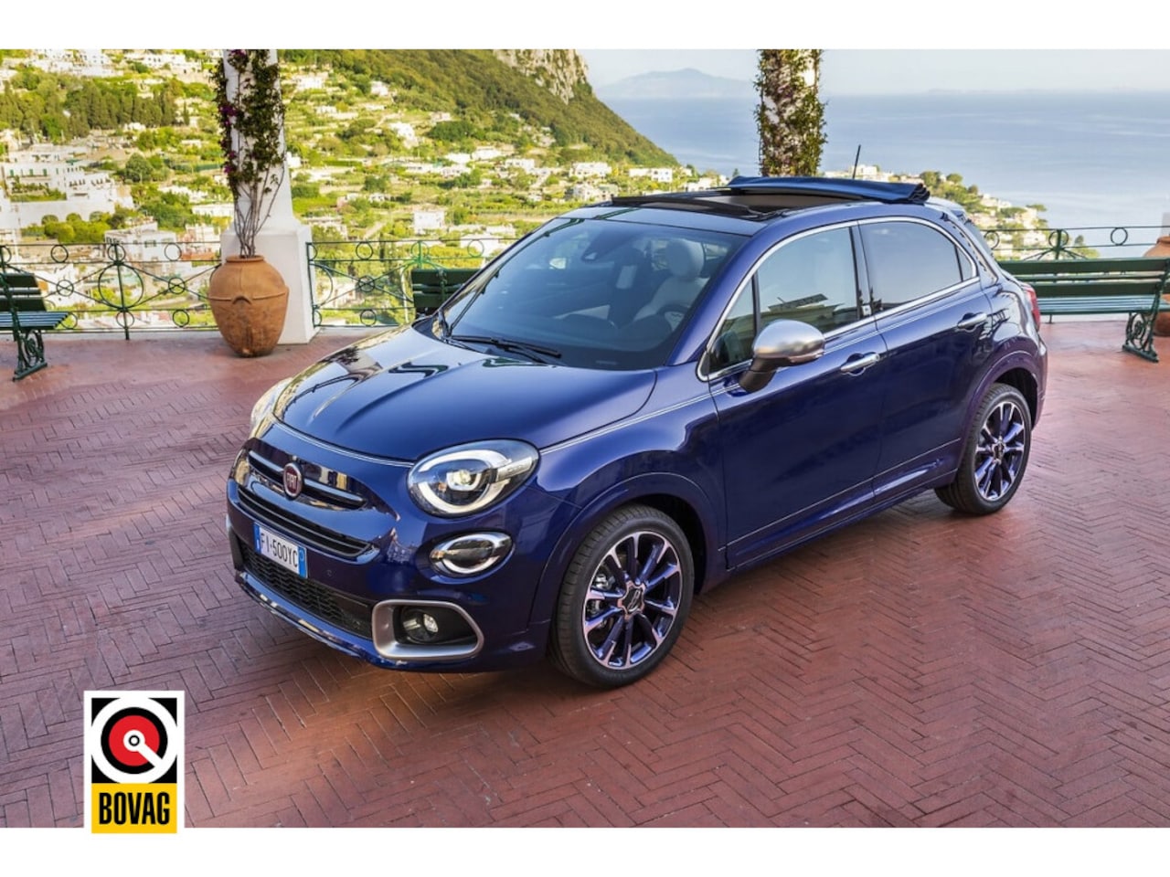 Fiat 500 X - 1.3 Turbo Yacht Club Capri 2021 BLAUW | Cabrio | Leder | Airco - AutoWereld.nl