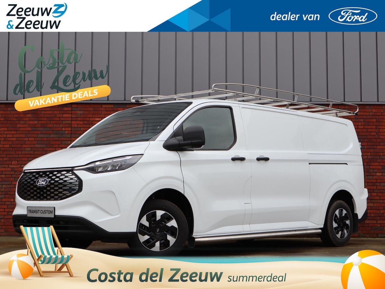 Ford Transit Custom - E-Transit 320 L2H1 Trend 65 kWh | 2x Schuifdeur | Led verlichting | Trekhaak | Imperiaal | - AutoWereld.nl