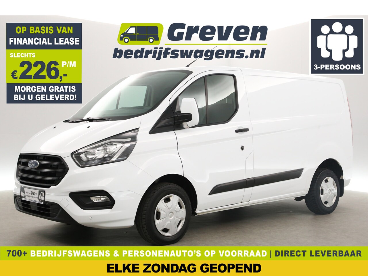 Ford Transit Custom - 280 2.0 TDCI L1H1 Airco LED Cruise Trekhaak 3 Persoons PDC Stoelverwarming Elektrpakket - AutoWereld.nl