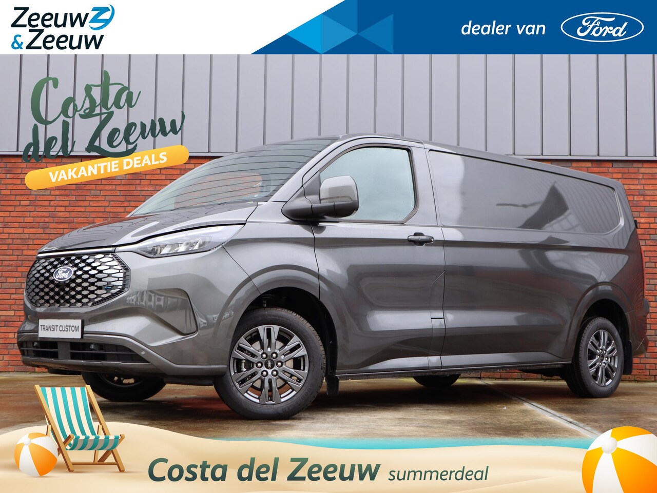 Ford Transit Custom - E-Transit 320 L2H1 Limited 65 kWh 218 Kw | Ledverlichting | El. Trekhaak | Camera | 17" Li - AutoWereld.nl