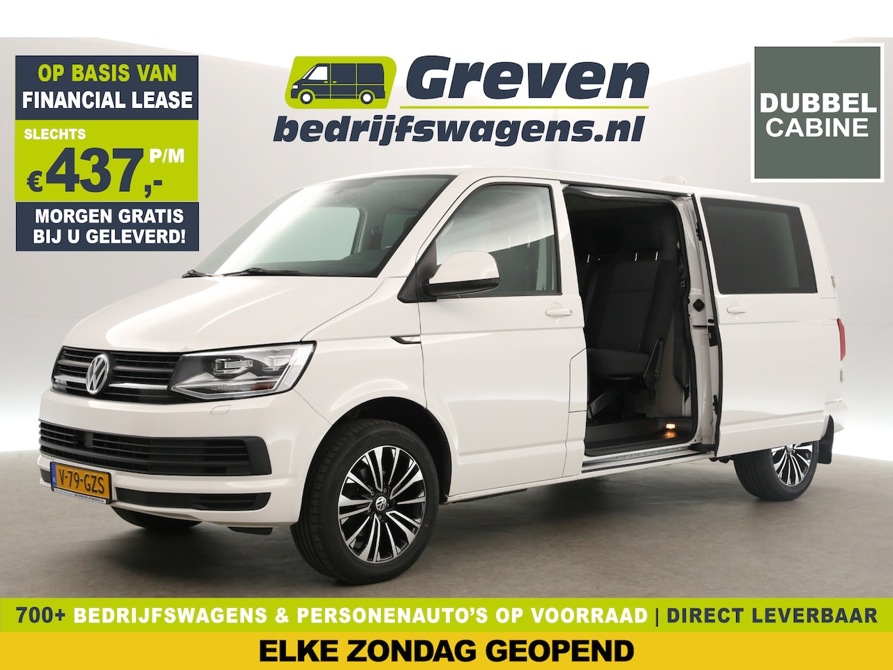 Volkswagen Transporter - 2.0 TDI 150PK L2H1 | Dubbele Cabine | 5 Persoons | DSG Automaat | 2xSchuifdeur Airco Cruis - AutoWereld.nl