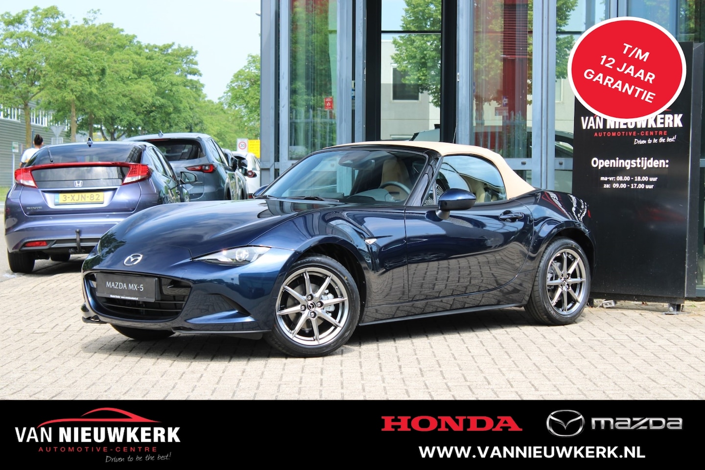 Mazda MX-5 - Roadster 1.5 Skyactiv-G 132pk Kazari Tan Nappa Leder&Softtop 8,8" TFT Draadloze Carplay - AutoWereld.nl