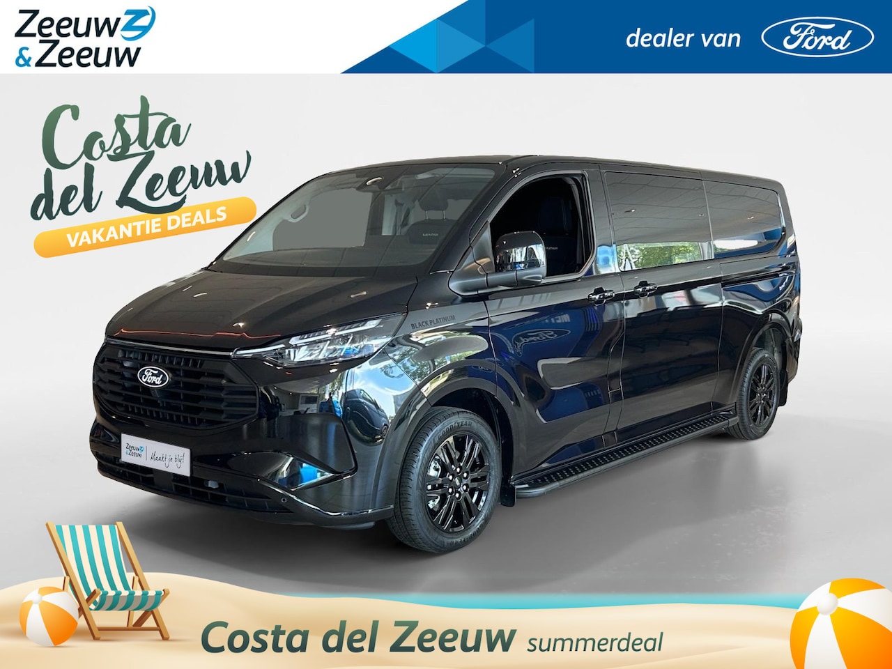 Ford Transit Custom - 320 2.5 PHEV L2H1 Black Platinum DC 233pk | Direct leverbaar | 5-Zits | Treeplanken | Dubb - AutoWereld.nl