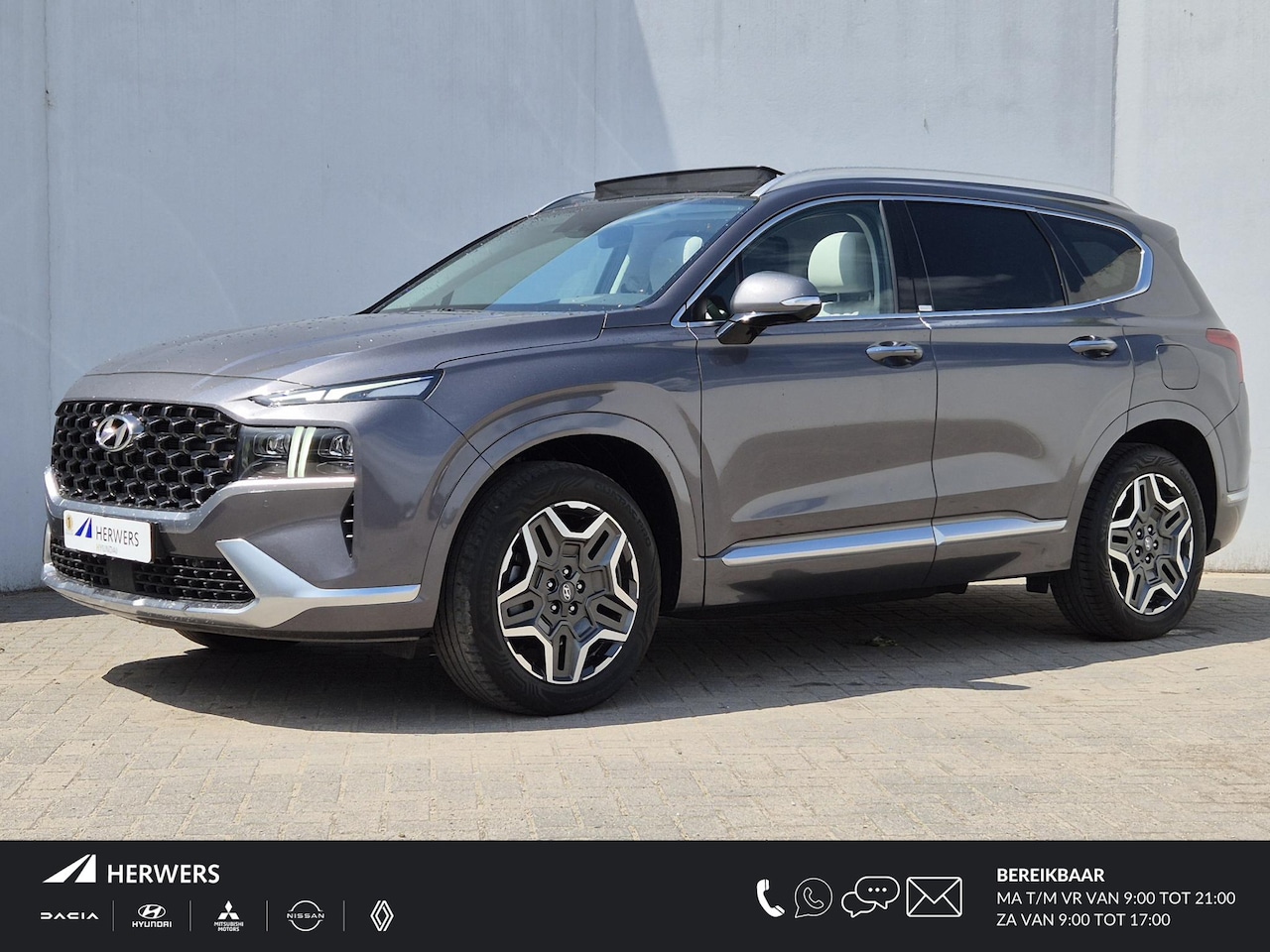 Hyundai Santa Fe - 1.6 T-GDI HEV 230pk Premium Plus Sky Automaat / 1650kg trekgewicht/ HUD / Glazen schuif- e - AutoWereld.nl