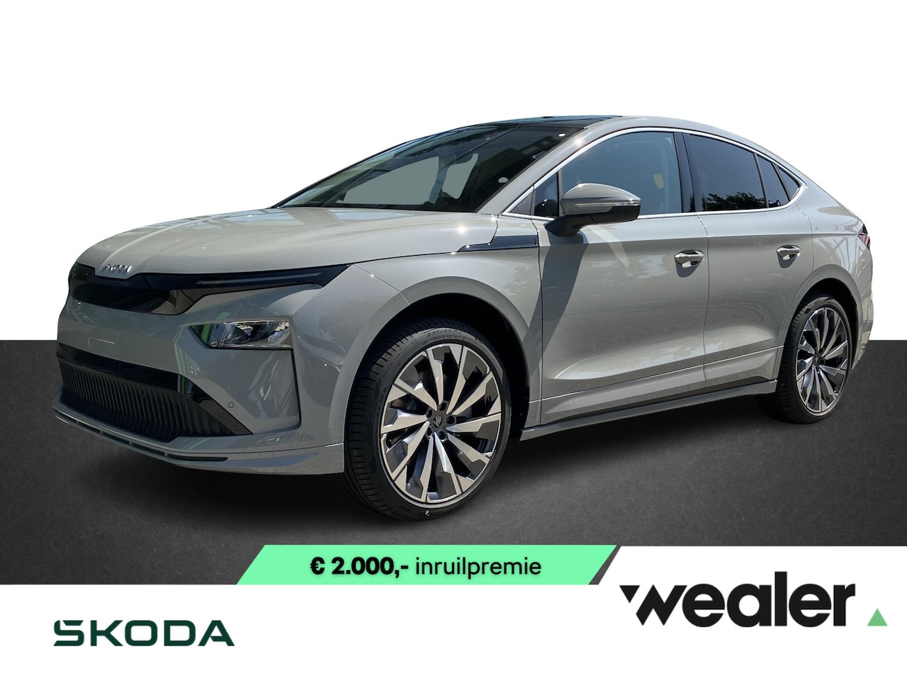 Skoda Enyaq Coupé iV - Selection Elektromotor 286 PK | Steel Grey | 21" Lichtmetalen Velgen | Trekhaak | Adaptiev - AutoWereld.nl