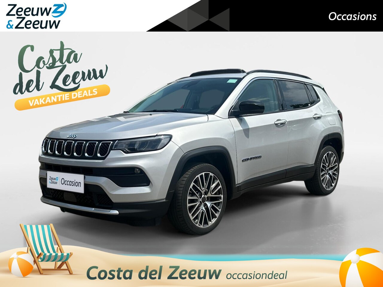 Jeep Compass - Check uitvoering | schuifkanteldak | PHEV | climate | adaptieve cruise | verwarmd stuur en - AutoWereld.nl