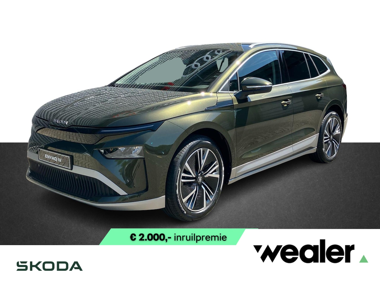 Skoda Enyaq iV - 85 Selection 286 PK | Elektrische achterklep | 20" Lichtmetalen velgen | Olibo Green | - AutoWereld.nl