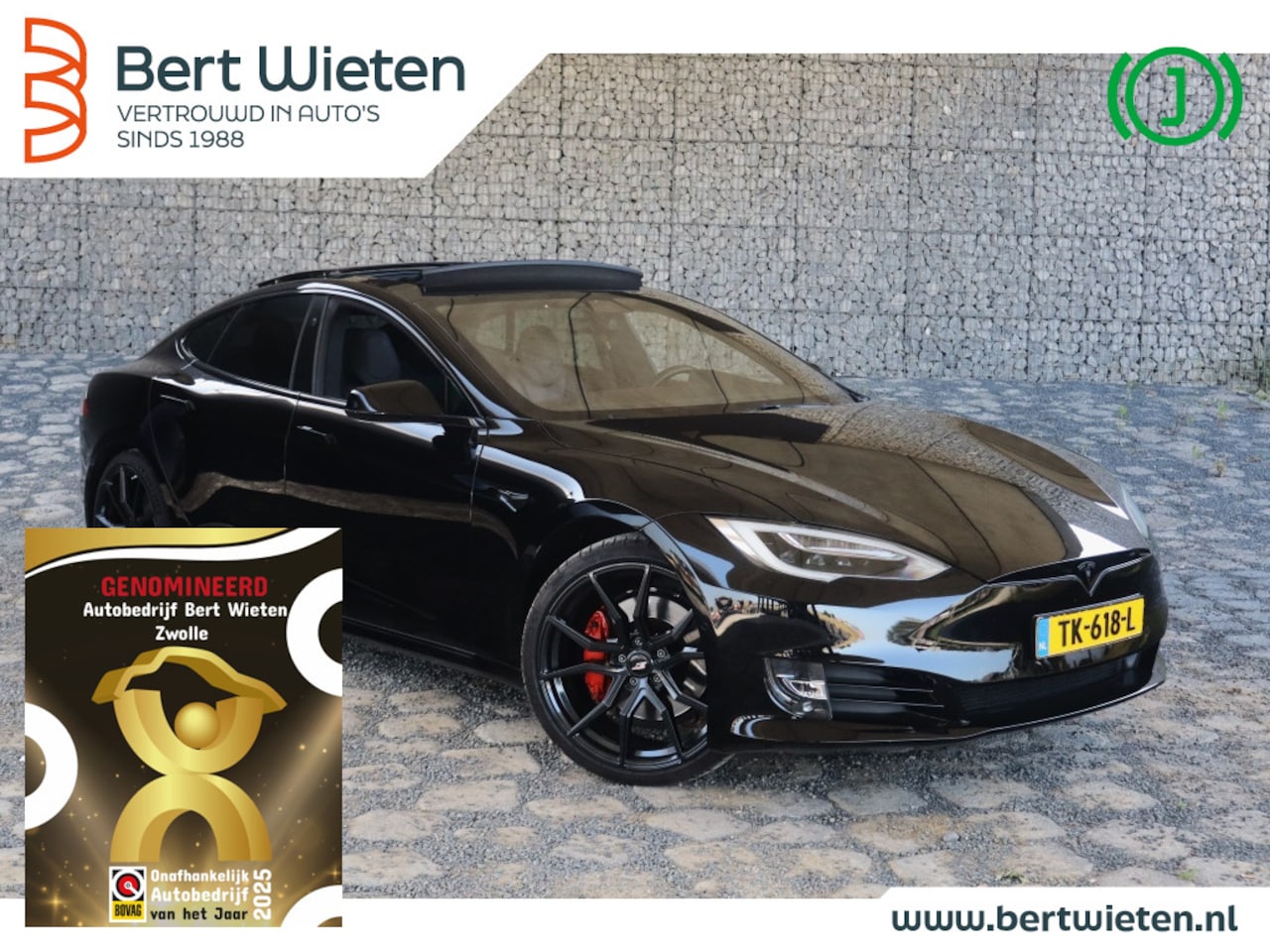 Tesla Model S - 75D | Geen import | Black on Black | Schuifdak | Luchtvering | A - AutoWereld.nl