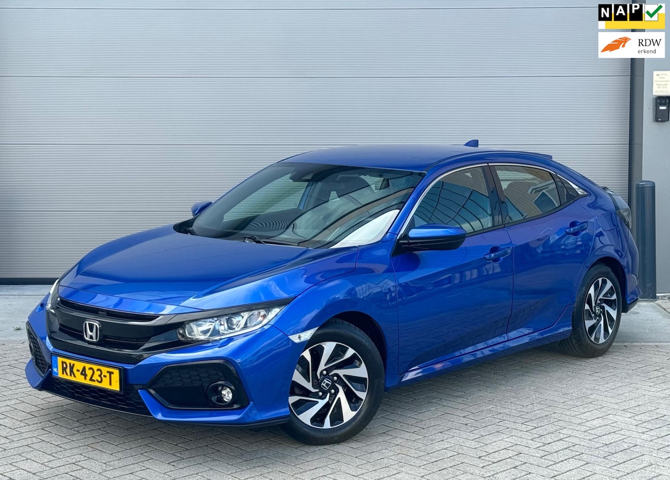 Honda Civic - 1.0 i-VTEC 129pk AUT 5D 2018 Blauw NAP|APK 2026 - AutoWereld.nl