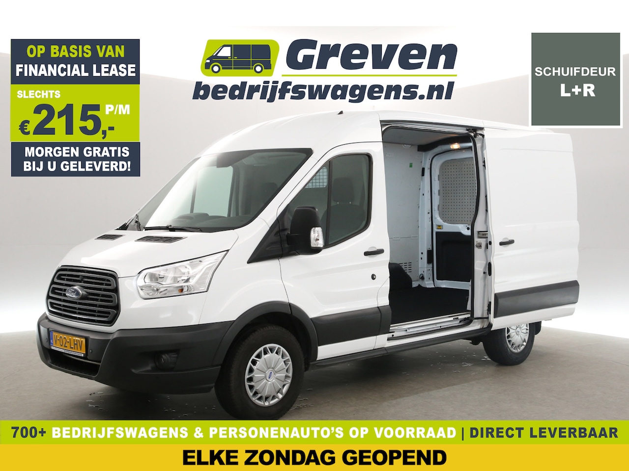 Ford Transit - 350 2.0 TDCI L2H2 2xSchuifdeur Airco Cruise LED Parkeersensoren Stoelverwarming Elektrpakk - AutoWereld.nl