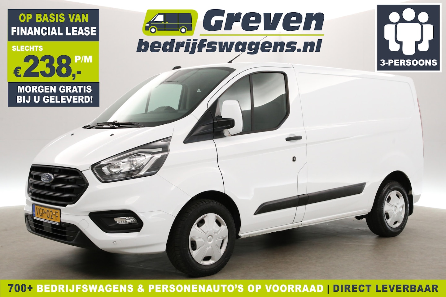 Ford Transit Custom - 320 2.0 TDCI L1H1 Airco Cruise LED Parkeersensoren 3 Persoons Schuifdeur - AutoWereld.nl