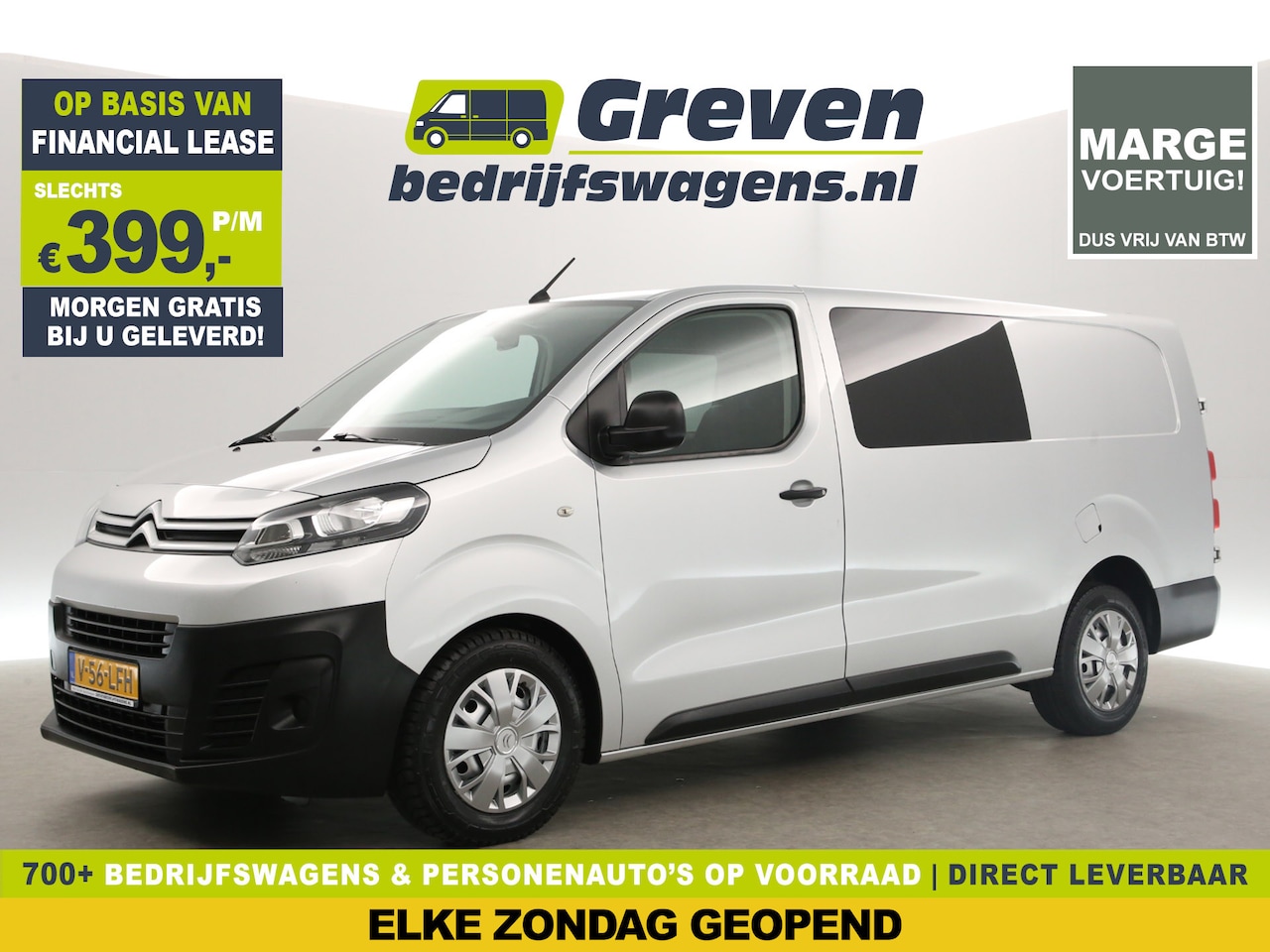 Citroën Jumpy - 2.0 BlueHDI L3H1 | MARGE! | Dubbele Cabine | 5 Persoons | Airco Trekhaak Carplay Cruise Na - AutoWereld.nl