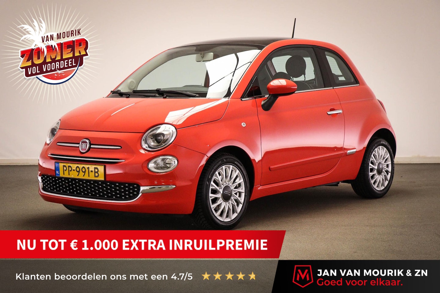 Fiat 500 - 0.9 TwinAir Turbo Lounge | PANORAMADAK | AIRCO | CRUISE CONTROL - AutoWereld.nl