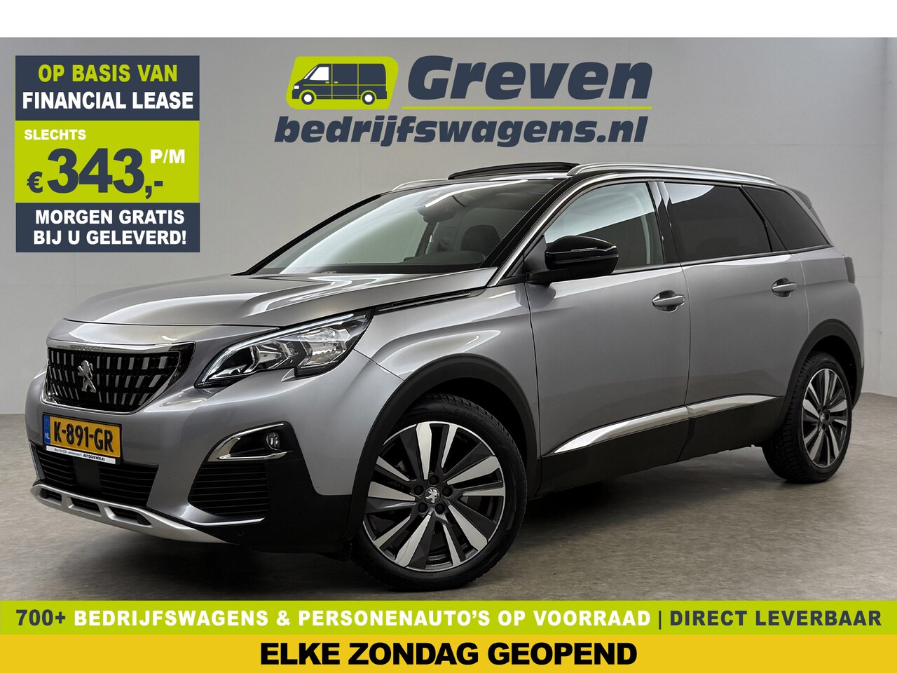 Peugeot 5008 - 1.2 PureTech 7p 360 Camera Pano Sfeerverl. LED Virtual Carplay Cruise Clima Navi Leder PDC - AutoWereld.nl