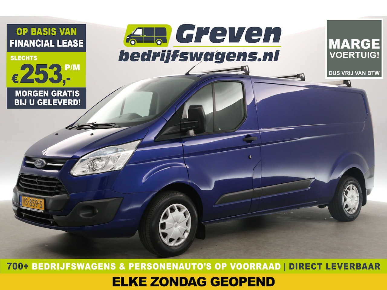 Ford Transit Custom - 290 2.2 TDCI L2H1 Marge Airco Cruise Camera Navi PDC 3 Persoons Trekhaak - AutoWereld.nl