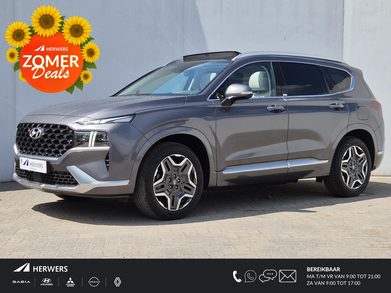 Hyundai Santa Fe - 1.6 T-GDI HEV 230pk Premium Plus Sky Automaat / 1650kg trekgewicht/ HUD / Glazen schuif- e - AutoWereld.nl