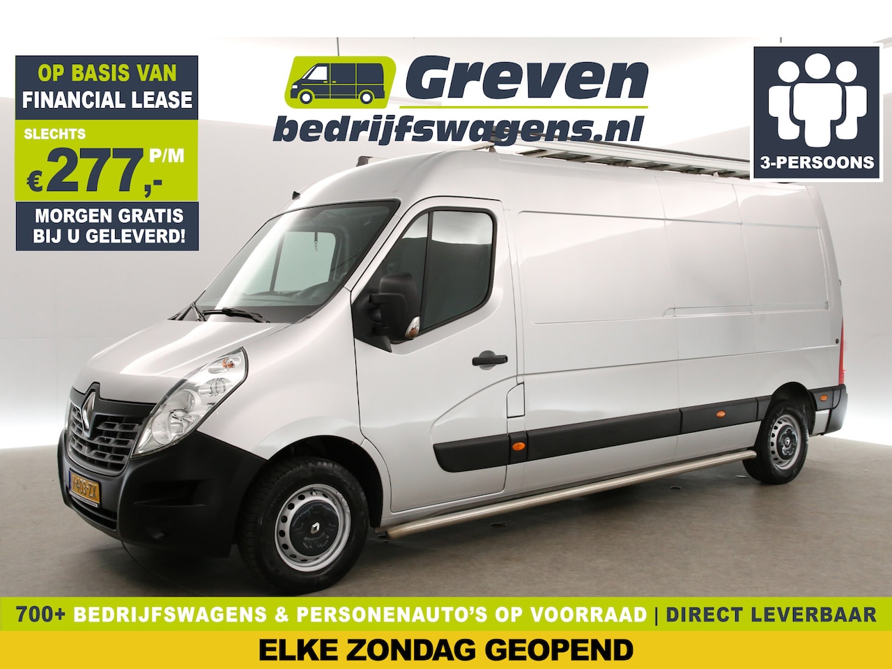Renault Master - T35 2.3 dCi L3H2 146PK Airco Cruise Navigatie PDC 3 Persoons Imperiaal Trekhaak - AutoWereld.nl