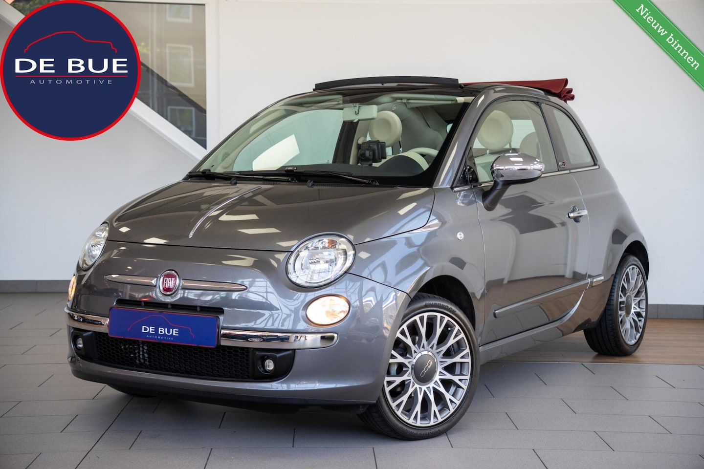Fiat 500 - 1.2 Lounge|Leder|Navi|Cabrio|Grigio 695|4 Cil|Airco|Volledig Onderhouden - AutoWereld.nl