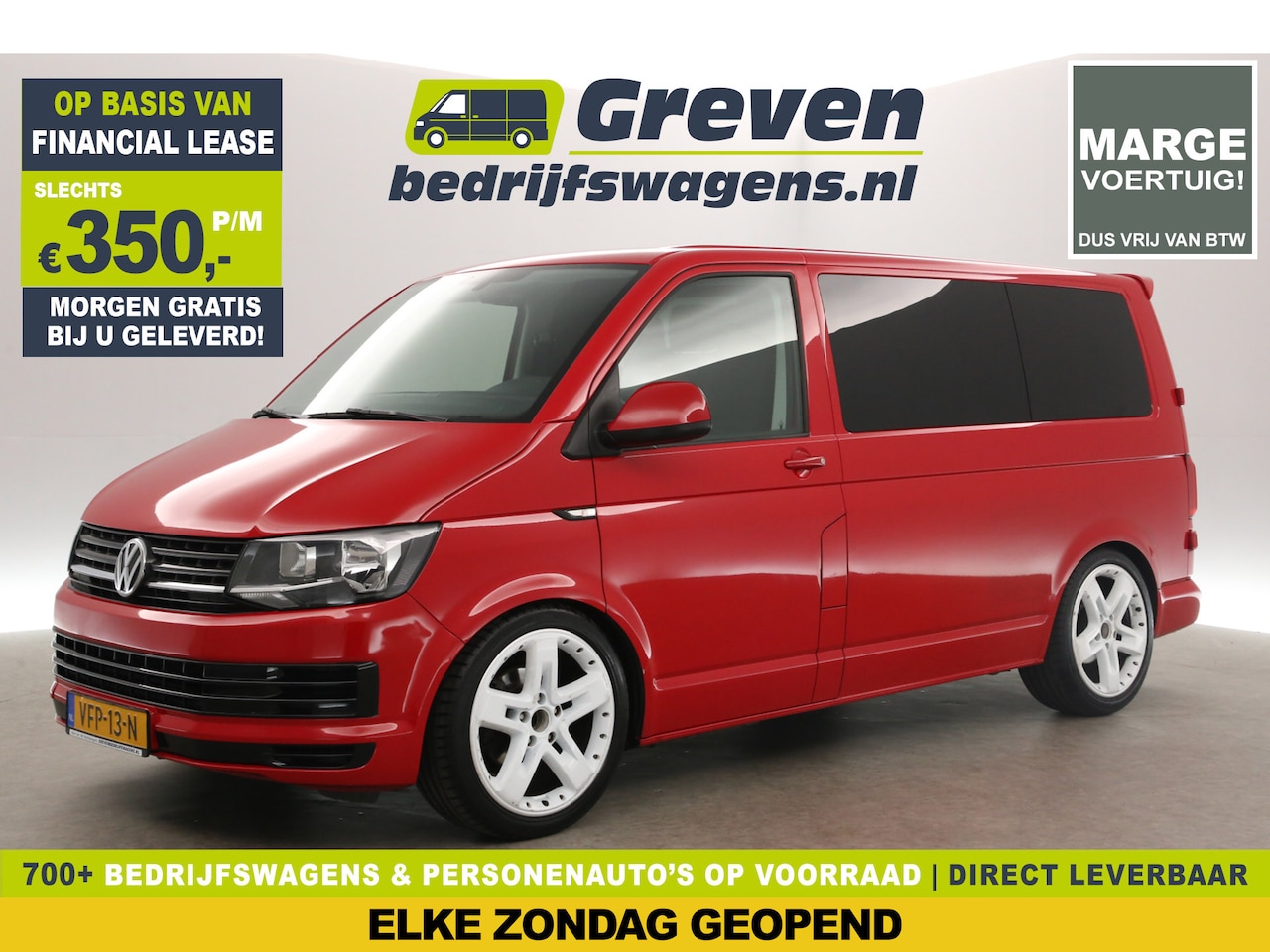Volkswagen Transporter - 2.0 TDI L1H1 | MARGE! | 150PK DSG Automaat Airco Cruise Trekhaak PDC 20"LMV 3 Persoons LED - AutoWereld.nl