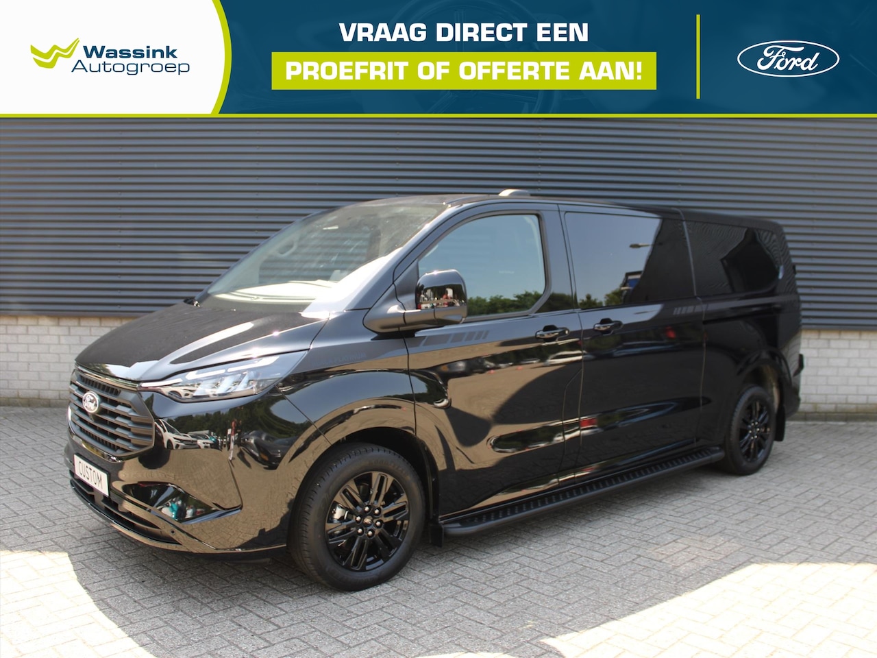 Ford Transit Custom - Black Platinum Dubbel Cabine 320 2.5 PHEV L2H1 Automaat I Leren Bekleding I Sidesteps I Dr - AutoWereld.nl