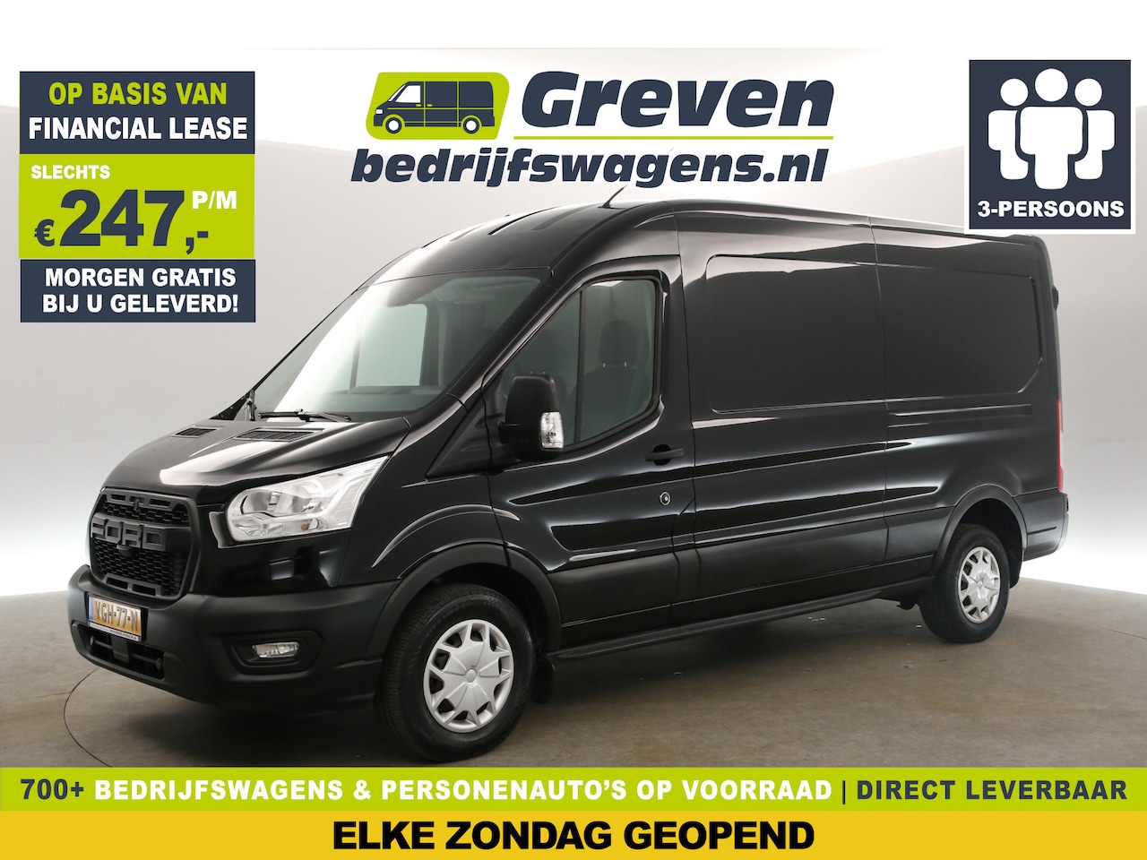 Ford Transit - 2.0 TDCI L3H2 130PK Airco Camera Cruise PDC 3 Persoons LED Elektrpakket Trekhaak - AutoWereld.nl