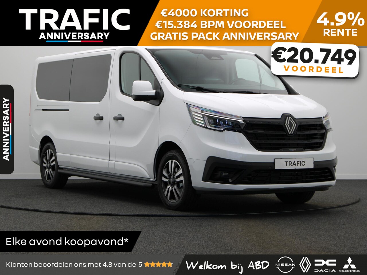 Renault Trafic - 2.0 dCi 150pk EDC T30 L2H1 Extra | Anniversary | Sidebars | Zwarte logo's | Glasslook | - AutoWereld.nl