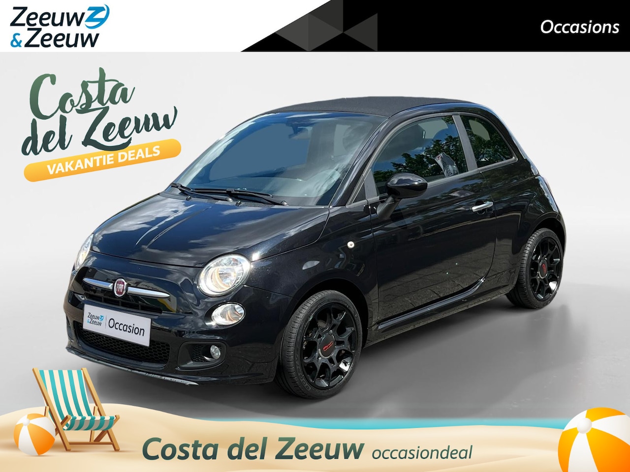Fiat 500 - 0.9 TwinAir Lounge | CABRIO | SPORT | PDC | DIGITAAL DISPLAY | ROOD INTERIEUR | LAGE KM ST - AutoWereld.nl