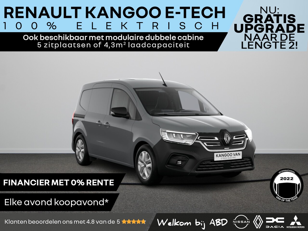 Renault Kangoo E-Tech - Advance 44 kWh | Cruise control en snelheidsbegrenzer | Elektrisch bedienbare ramen (met s - AutoWereld.nl