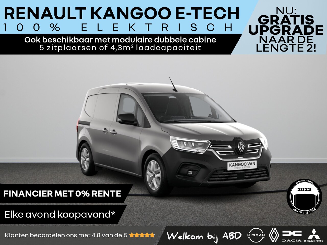 Renault Kangoo E-Tech - Advance 44 kWh | Cruise control en snelheidsbegrenzer | Elektrisch bedienbare ramen (met s - AutoWereld.nl
