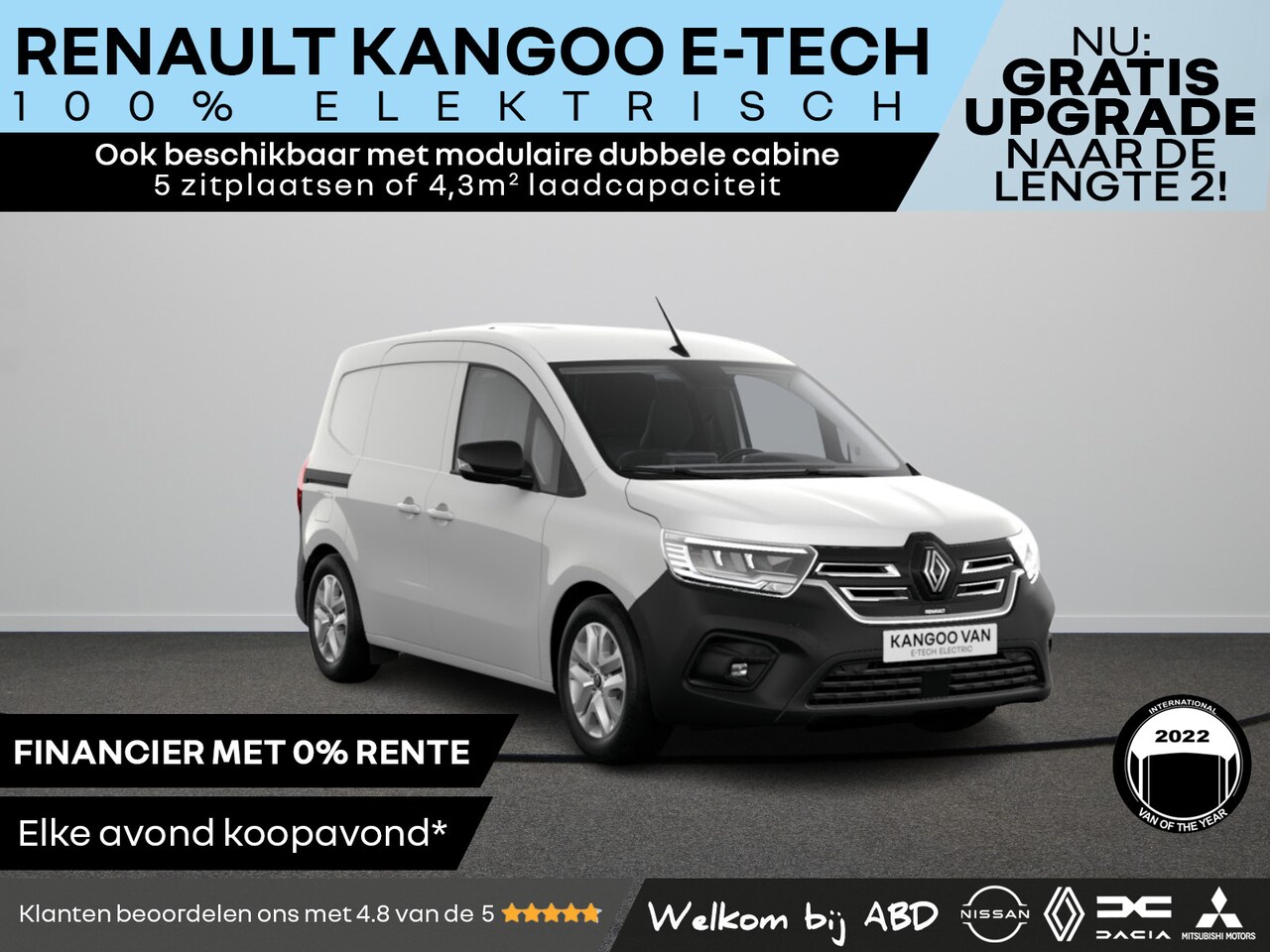 Renault Kangoo E-Tech - Advance 44 kWh | Cruise control en snelheidsbegrenzer | Elektrisch bedienbare ramen (met s - AutoWereld.nl