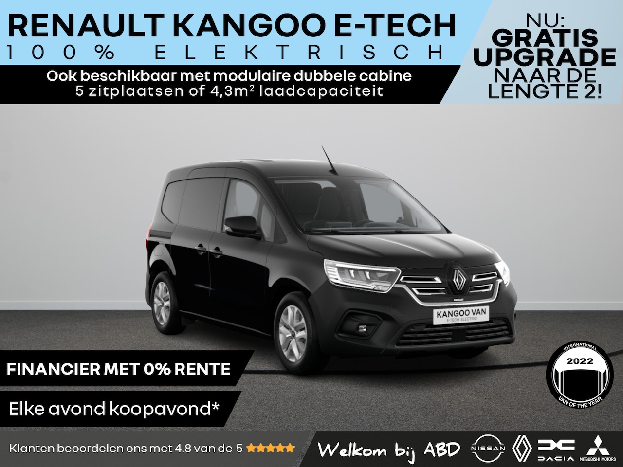 Renault Kangoo E-Tech - Advance 44 kWh | Cruise control en snelheidsbegrenzer | Elektrisch bedienbare ramen (met s - AutoWereld.nl