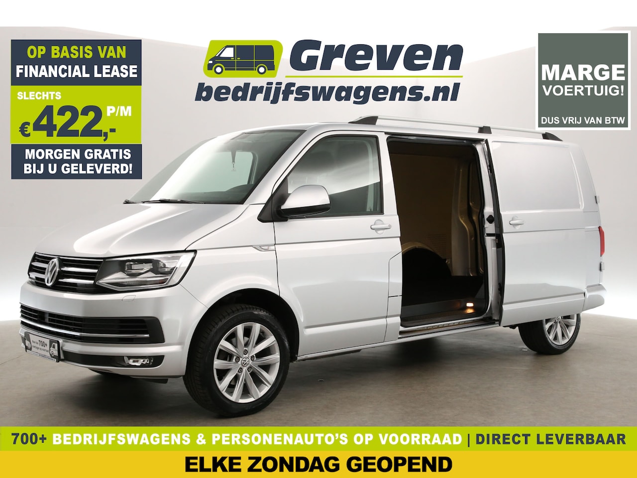 Volkswagen Transporter - 2.0 TDI L2H1 | MARGE! | 150PK DSG Automaat 2xSchuifdeur Airco Camera Carplay Cruise LED Tr - AutoWereld.nl