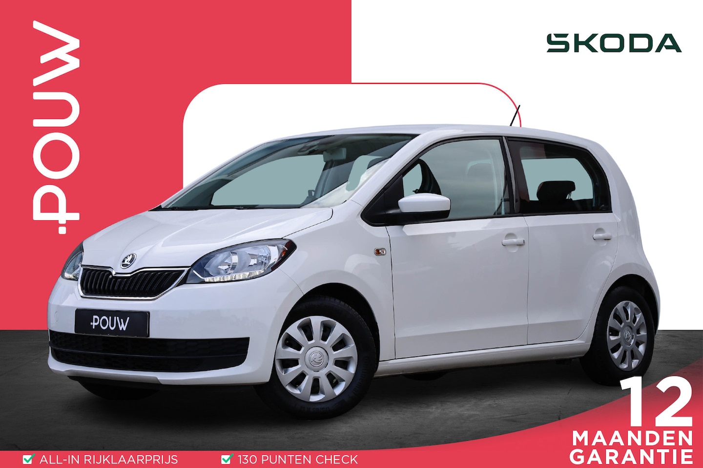 Skoda Citigo - 1.0 60pk Greentech Ambition | Airco | Cruise Control | Bluetooth | Elektrische Ramen - AutoWereld.nl