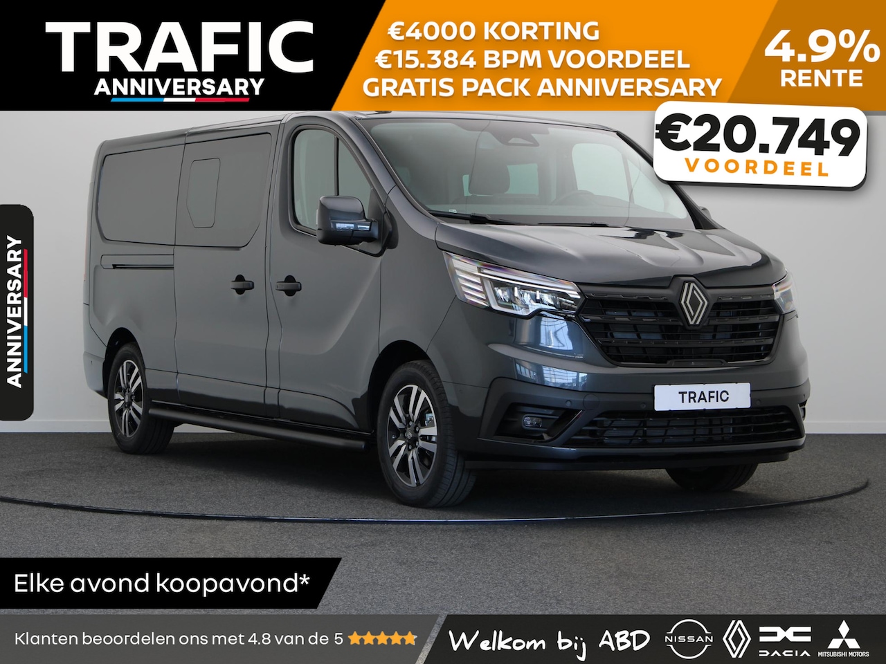 Renault Trafic - 2.0 dCi EDC 170pk T29 L2H1 Extra DC | Anniversary | Sidebars | Zwarte logo's | Glasslook | - AutoWereld.nl