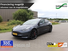 Tesla Model 3 - PERFORMANCE AWD 75 kWh dual motor 462pk chrome delete gray&black leder panodak stoelverwar