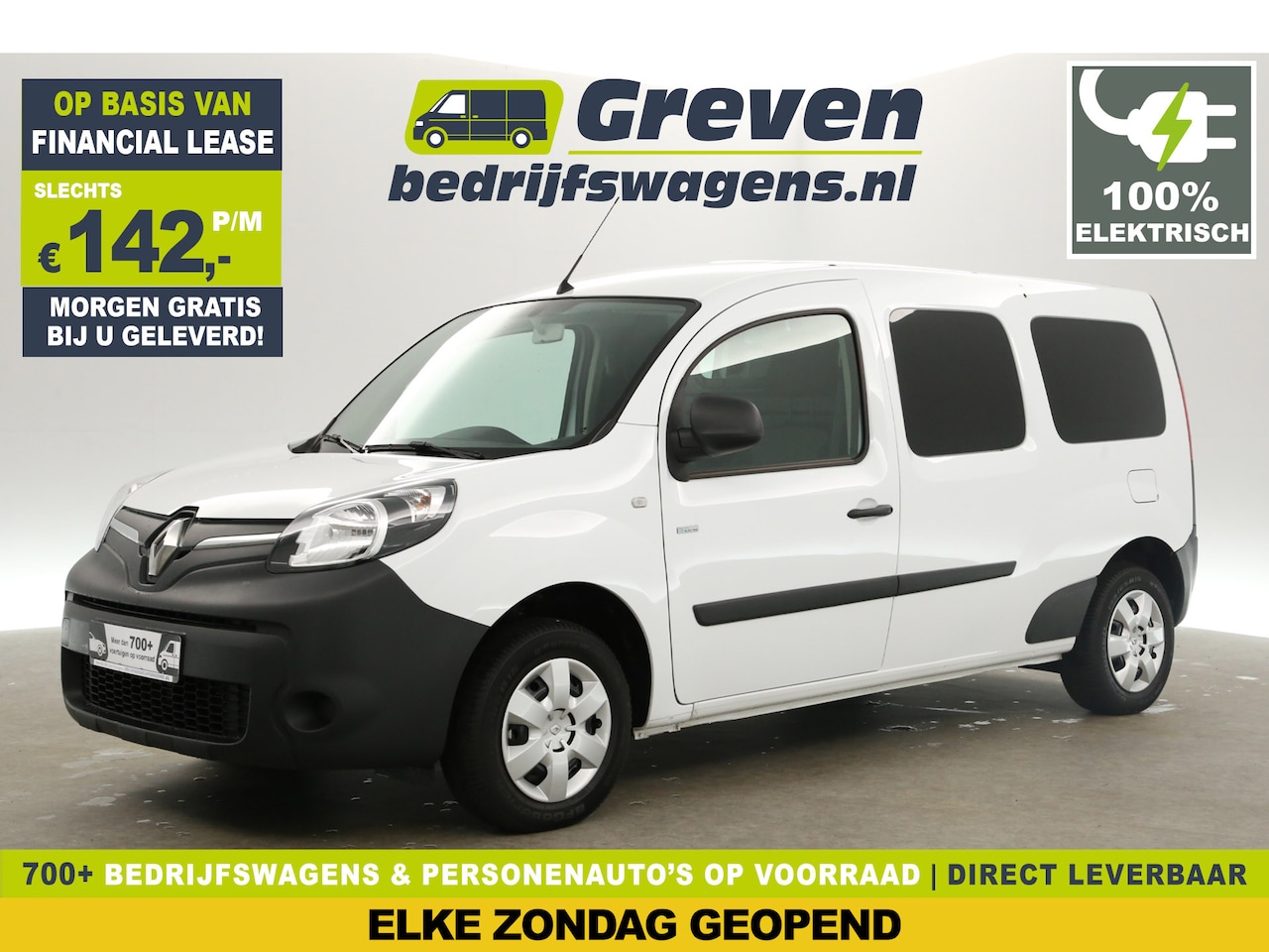 Renault Kangoo - Z.E. L2H1 Huur-Accu | EMISSIEVRIJE ZONE | Elektrisch | Automaat | Airco Navigatie PDC Elek - AutoWereld.nl