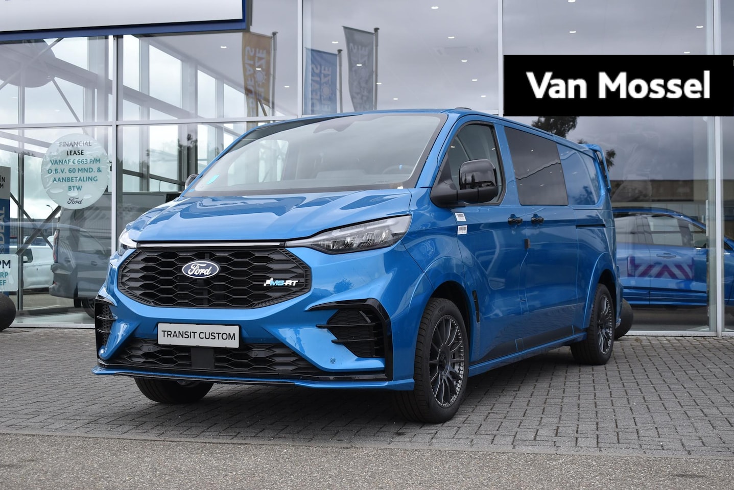 Ford E-Transit Cust. - 320 L2H1 MS-RT 65 kWh DC | Uit Voorraad Leverbaar! | Digital Aqau Blue | Inklapbare Trekha - AutoWereld.nl