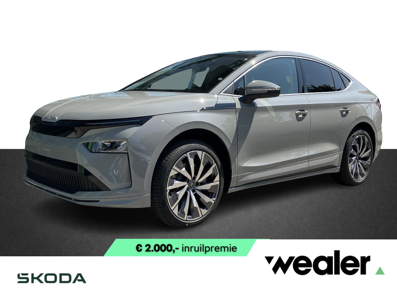 Skoda Enyaq Coupé iV - 85 Selection Elektromotor 286 PK | Steel Grey | 21" Lichtmetalen Velgen | Trekhaak | Adapt - AutoWereld.nl