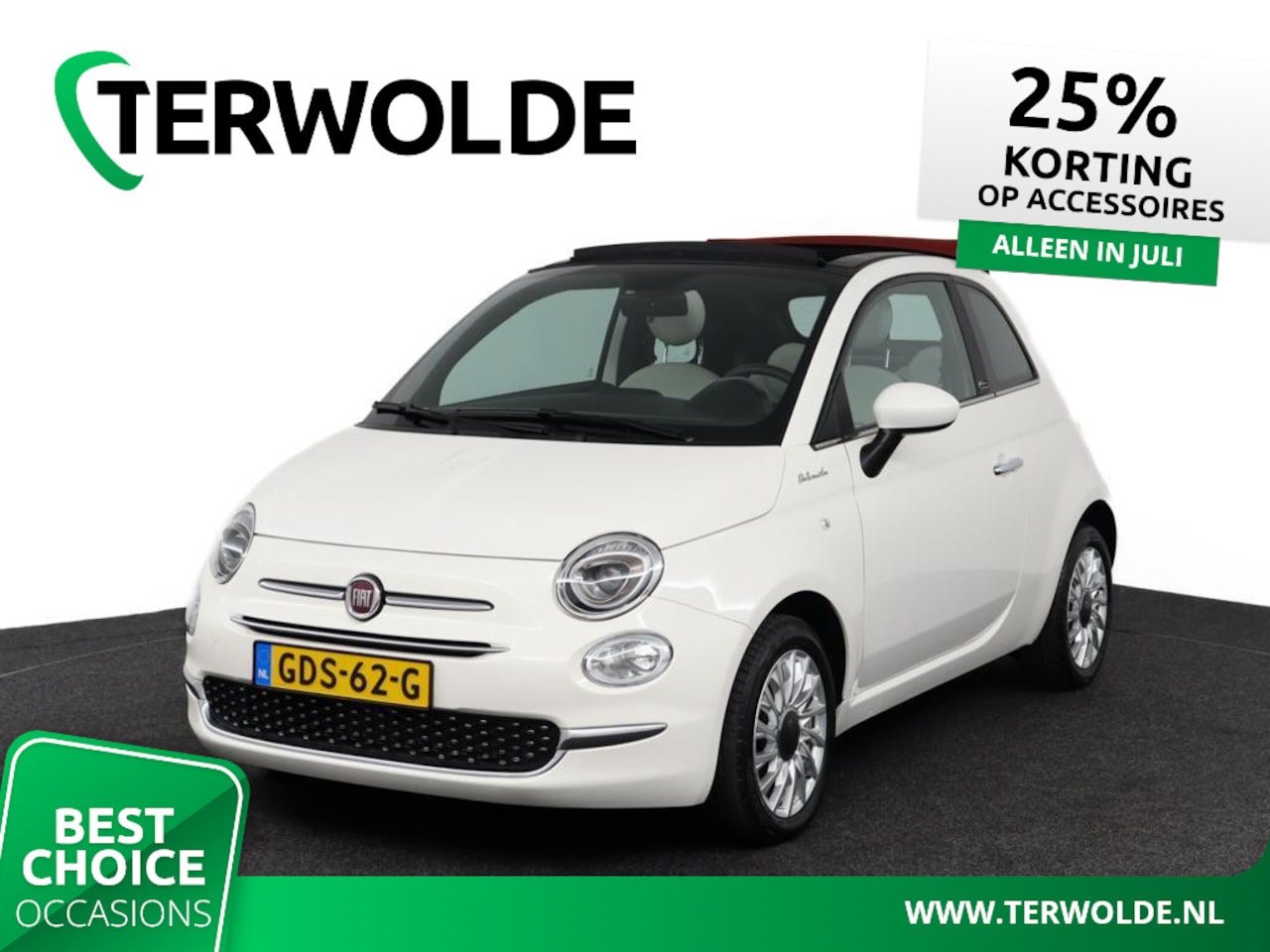 Fiat 500 C - 1.0 Hybrid Dolcevita | Climate Control | Cruise Control | Rood dak | Apple Carplay/Android - AutoWereld.nl
