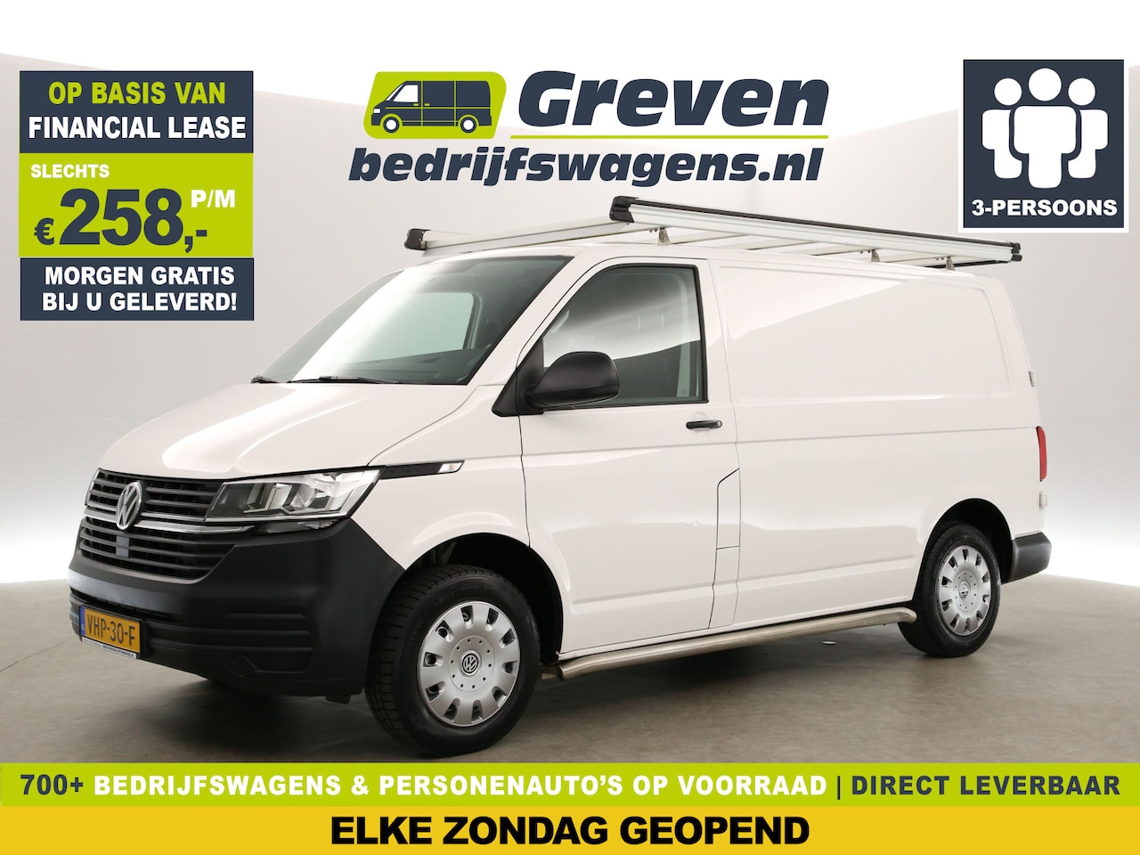 Volkswagen Transporter - 2.0 TDI L1H1 140PK Airco Trekhaak 3 Persoons Imperiaal Elektrpakket - AutoWereld.nl